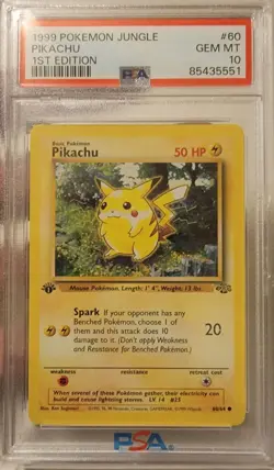 1999 Pokemon Jungle 1st Edition #60 Pikachu - PSA10 GEM MINT - Image 1