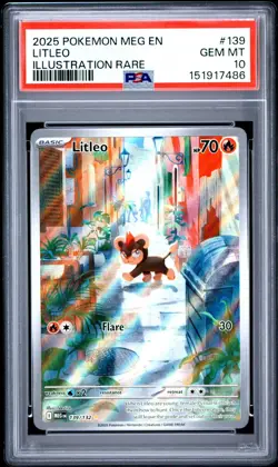 2025 POKEMON MEG EN-MEGA EVOLUTION ILLUSTRATION RARE #139 LITLEO PSA 10 - Image 1