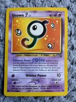 Unown J 38 Black Star Promo Rare Pokemon Card Unknown 2001 Vintage LP / MP - Image 1