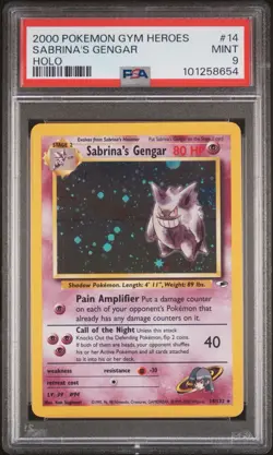 Pokemon Sabrina's Gengar Gym Heroes Unlimited Holo Rare #14 PSA 9 Mint - Image 1