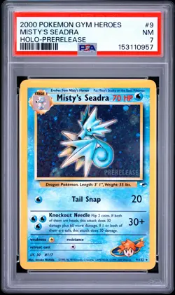 2000 POKEMON GYM HEROES HOLO-PRERELEASE #9 MISTY'S SEADRA PSA 7 - Image 1