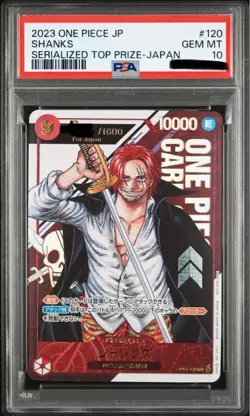 PSA 10 One Piece 2023 Shanks Flagship Top Prize Promo Serial For Japan OP01-120 - Image 1