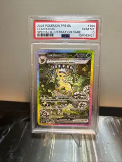 2025 Pokemon SV Prismatic Evolutions SIR Leafeon ex #144 PSA 10 GEM MINT - Image 1
