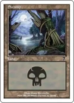 Moderatly Played, English - 1 x MTG Swamp (349) - Foil Seventh Edition - Image 1