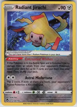 Radiant Jirachi 120/195 Radiant Rare Silver Tempest Pokemon Near Mint - Image 3