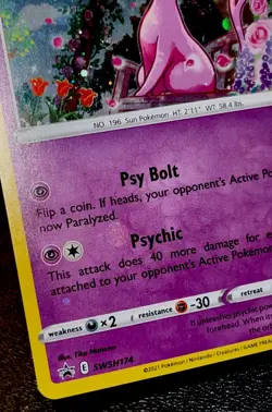 Espeon SWSH174 NM Cosmo Holo Bleed Cute Swirl Admiring Eevee Black Star Pokemon! - Image 4