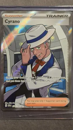 Pokemon TCG Cyrano 230/191 Sv08 Surging Sparks Full Art Holo Ultra Rare Trainer - Image 1