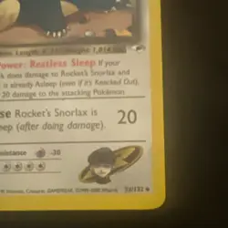 Pokemon TCG Rocket's Snorlax Gym Heroes 1st Ed Rare 33/132 English 90 HP - Image 3