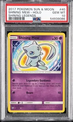 2017 POKEMON SUN & MOON SHINING LEGENDS #40 SHINING MEW-HOLO PSA 10 - Image 1