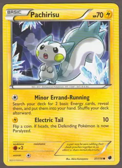 Pachirisu 37/116 Plasma Freeze 2013 Pokemon Card Lightly Played LP - Image 1