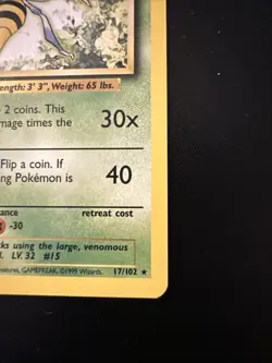 Pokemon Card Rare Beedrill Base Set 17/102 Near Mint Keep Well ALL Cards - Image 3