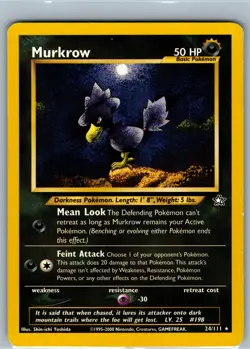 Vintage Pokemon Card Murkrow 24/111 Non-Holo Rare Neo Genesis WOTC Era - Image 1