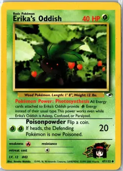 Pokemon Card - Erika's Oddish 47/132 Gym Heroes Uncommon Unlimited MP - Image 1