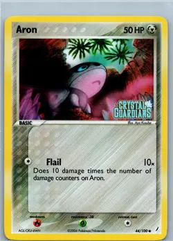 Pokemon Card Aron 44/100 Crystal Guardians Stamped Reverse Holo - Image 1