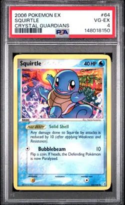 2006 POKEMON EX CRYSTAL GUARDIANS #64 SQUIRTLE PSA 4 - Image 1