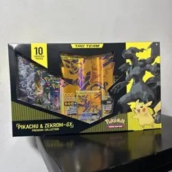 Pokemon TCG Pikachu & Zekrom-GX Premium Collection Box 10 Booster Packs - Image 1