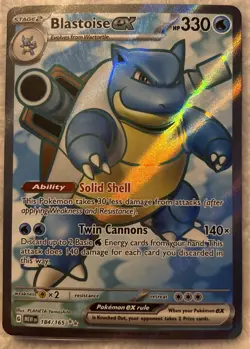 Pokemon TCG Blastoise EX 184/165 Scarlet & Violet 151 Ultra Rare NM Condition - Image 1