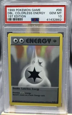 DOUBLE COLORLESS ENERGY 96/102 PSA 10 GEM MINT 1999 Pokemon 1st Edition - Image 1