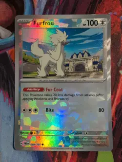 Pokemon Furfrou Master Ball Pattern 088/131 Prismatic Evolutions Holo 100 HP - Image 1