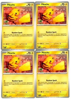 4x Pokemon TCG Pikachu 051/162 Sv05: Temporal Forces Regular Playset - Image 1
