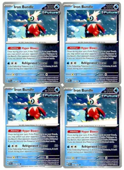 4x Pokemon TCG Iron Bundle 056/182 Sv04: Paradox Rift Regular Playset - Image 1