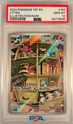 Litten #167/162 Illustration Rare Temporal Forces Pokemon 2024 PSA 10 - Image 1