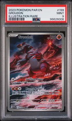 PSA 9 MINT GROUDON Illustration Rare Pokemon Paradox Rift 199/182 - Image 1