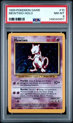 1999 POKEMON GAME #10 MEWTWO-HOLO PSA 8 - Image 1