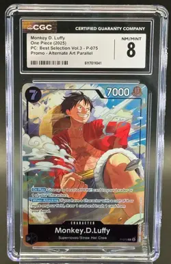 ONE PIECE 2025 MONKEY LUFFY PC VOL. 3 #P-075 PROMO ALT ART PARALLEL CGC 8 - Image 1