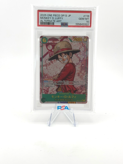 Monkey D. Luffy OP13-118 Japanese One Piece Carrying On His Will Alt Art -PSA 10 - Image 1