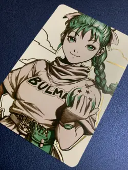 Bulma Dragon Ball Z Girl Cute Anime Doujin Gold Foil Holo Art Card ACG Carddass - Image 3