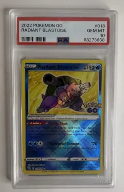 Pokemon Go TCG Radiant Blastoise Holo Card 018/078 PSA Gem Mint 10 - Image 1