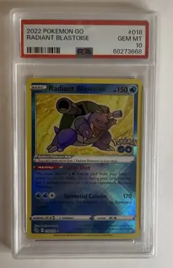 Pokemon Go TCG Radiant Blastoise Holo Card 018/078 PSA Gem Mint 10 - Image 2