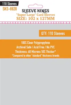 Super Large Game Card Sleeves (102x127mm) 110 Pack, 60 Micron, SKS-8820 - Image 1