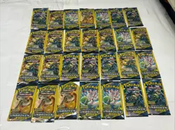 EMPTY Pokemon Unbroken Bonds Pack (X28) Dollar General 3 Card Wrappers Charizard - Image 1