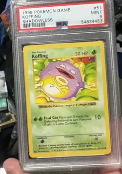 1999 POKEMON BASE SET SHADOWLESS #51 KOFFING PSA 9 - Image 1