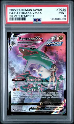 2022 POKEMON SWORD & SHIELD SILVER TEMPEST #TG20 FULL ART/RAYQUAZA VMAX PSA 9 - Image 1
