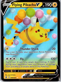 Pokemon TCG Flying Pikachu V 6/25 Celebrations Holo NM - Image 1