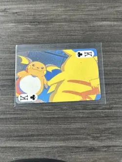 Pikachu & Raichu 1999 Pocket Monster Pokemon Vintage Poker Card Holo Back - Image 1