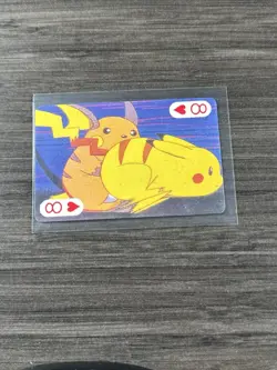 Pikachu & Raichu 1999 Pocket Monster Pokemon Vintage Poker Card Holo Back - Image 1