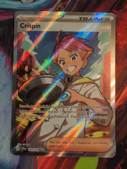Pokemon Stellar Crown Crispin Full Art Ultra Rare Card 164/142 NM Condition - Image 1