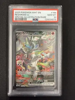 2025 POKEMON WHT EN-WHITE FLARE SPECIAL ILLUSTRATION RARE RESHIRAM EX PSA 10 - Image 1