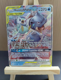 Pokemon Blastoise & Piplup GX 38/236 Cosmic Eclipse Ultra Rare Card Small Crease - Image 2
