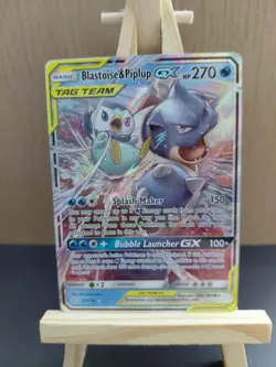 Pokemon Blastoise & Piplup GX 38/236 Cosmic Eclipse Ultra Rare Card Small Crease - Image 3