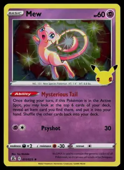 Mew 011/025 Celebrations Rare Holo Pokemon - Image 1