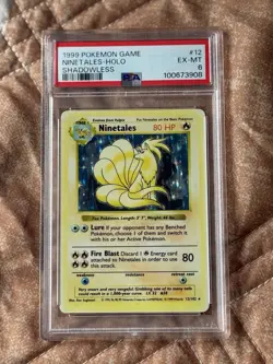 “SUNBURST” NINETALES 1999 POKEMON BASE SET SHADOWLESS HOLO #12 PSA 6 - Image 1