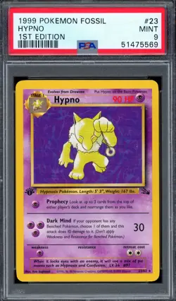 PSA 9 Pokemon 1999 1st Edition Fossil Hypno Rare #23 - Image 1