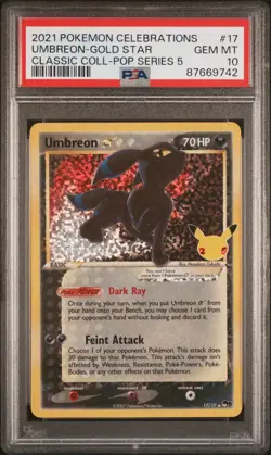 Pokemon Card English - Umbreon Gold Star #17 - Celebrations - PSA 10 GEM MINT - Image 2