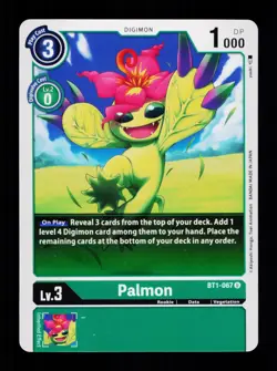 Palmon BT1-067 Green Digimon Card CCG Trading Card - Image 1