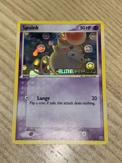 Spoink 66/106 Emerald Reverse Holo Stamp Lp-/mp Condition Pokemon Card Mid Era - Image 2